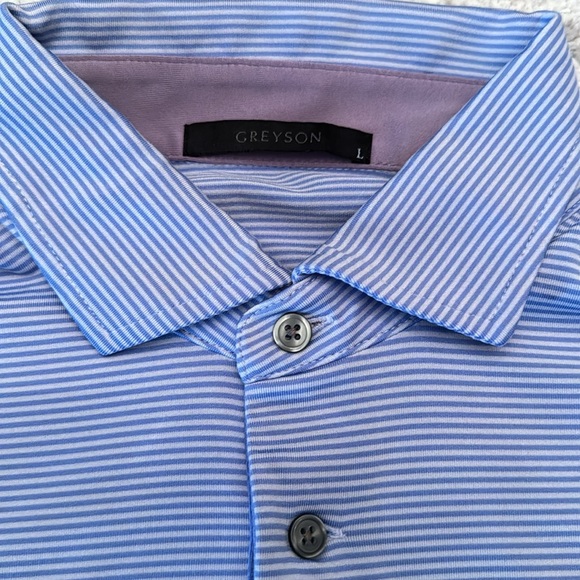 Greyson Golf Polo Size Large Light Blue/White Worn Once Perfect Condition - Picture 2 of 5